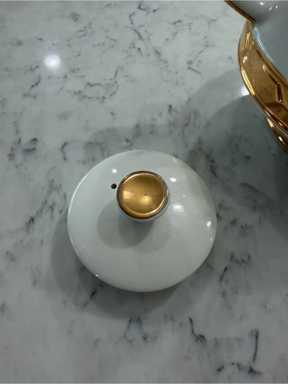 Gibsons Staffordshire England 50th Anniversary White Teapot with 22k Gold Trim
